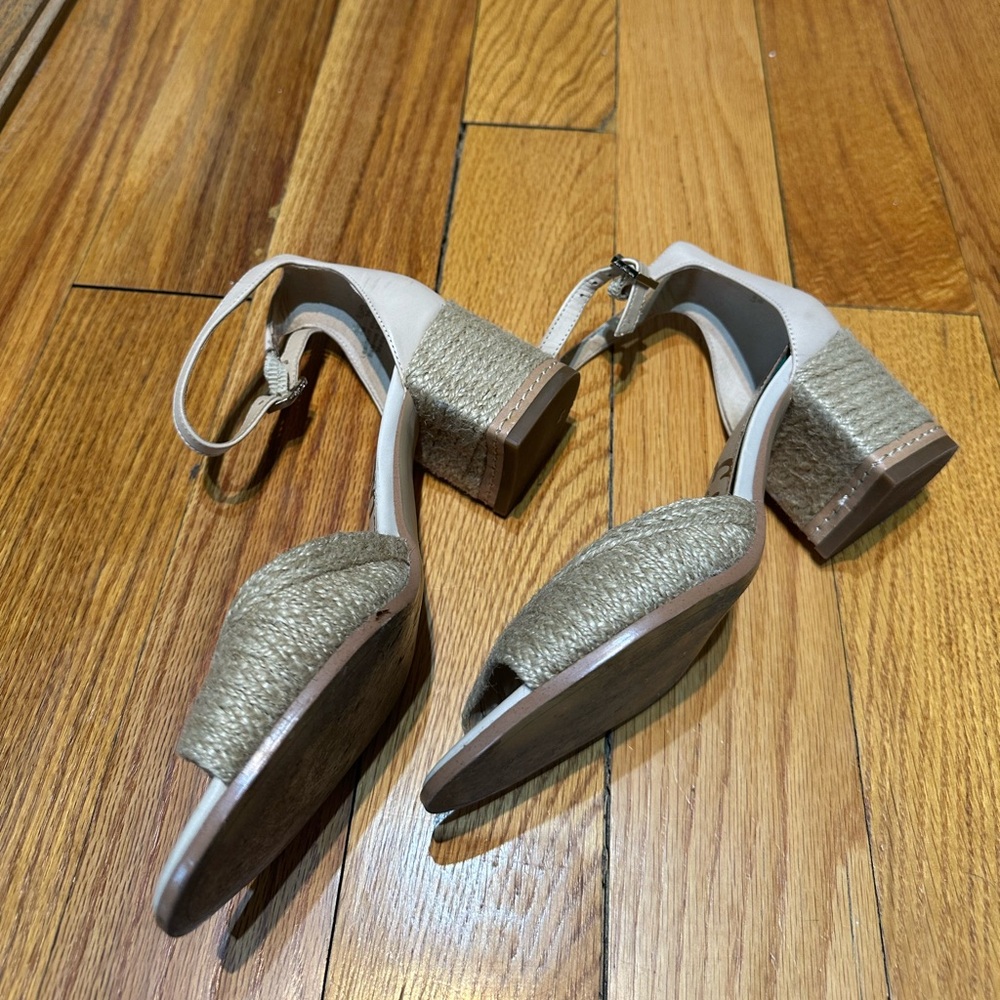 Sam Edelman Natural Beige Raffia Block Heel Sandals - Picture 4 of 10